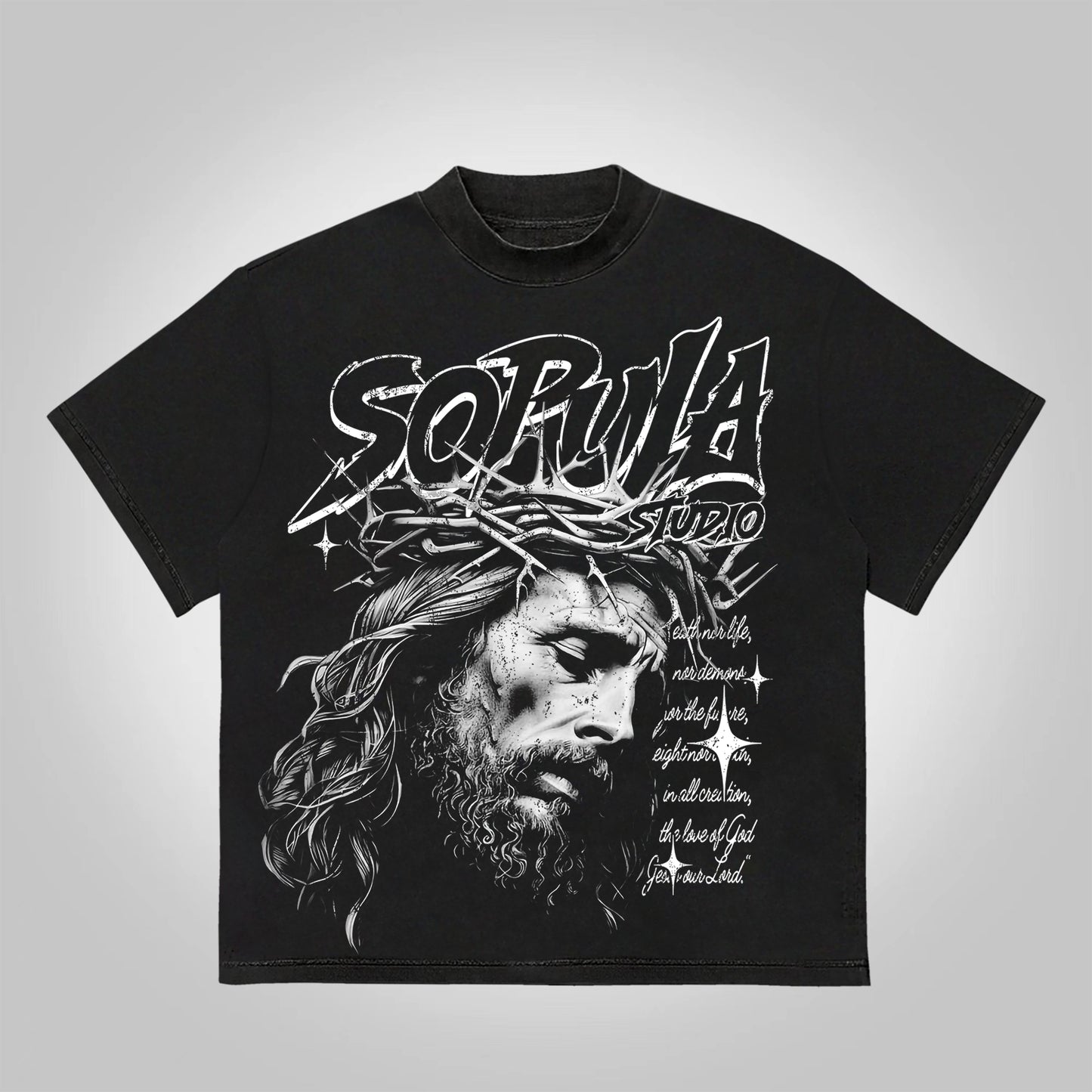 Vercoo Vintage Jesus Graphic Print Cotton T-Shirt