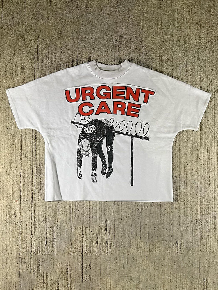 Men's Urgent Care Abstract Human Graphics Printed Cotton T-Shirt