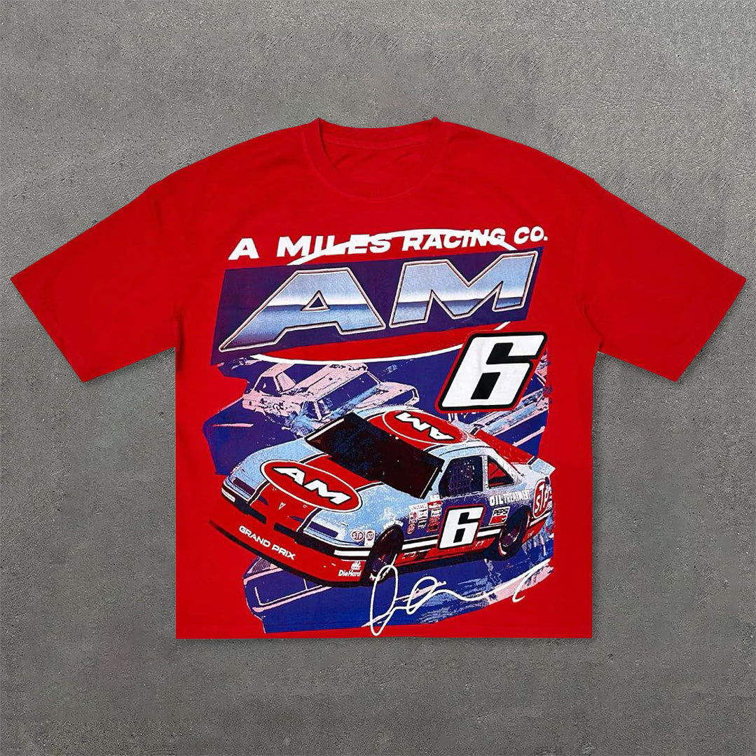 Vintage Racing Graphic Cotton Short Sleeve T-Shirt