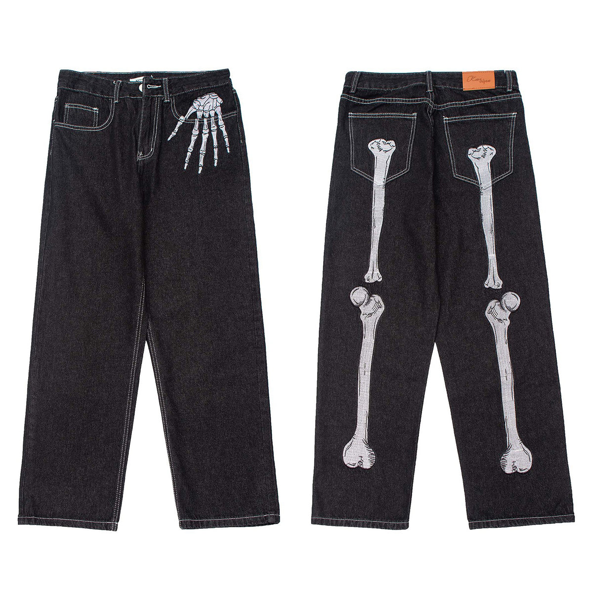 Men's Vintage Skull Graphic Loose Fit Jeans