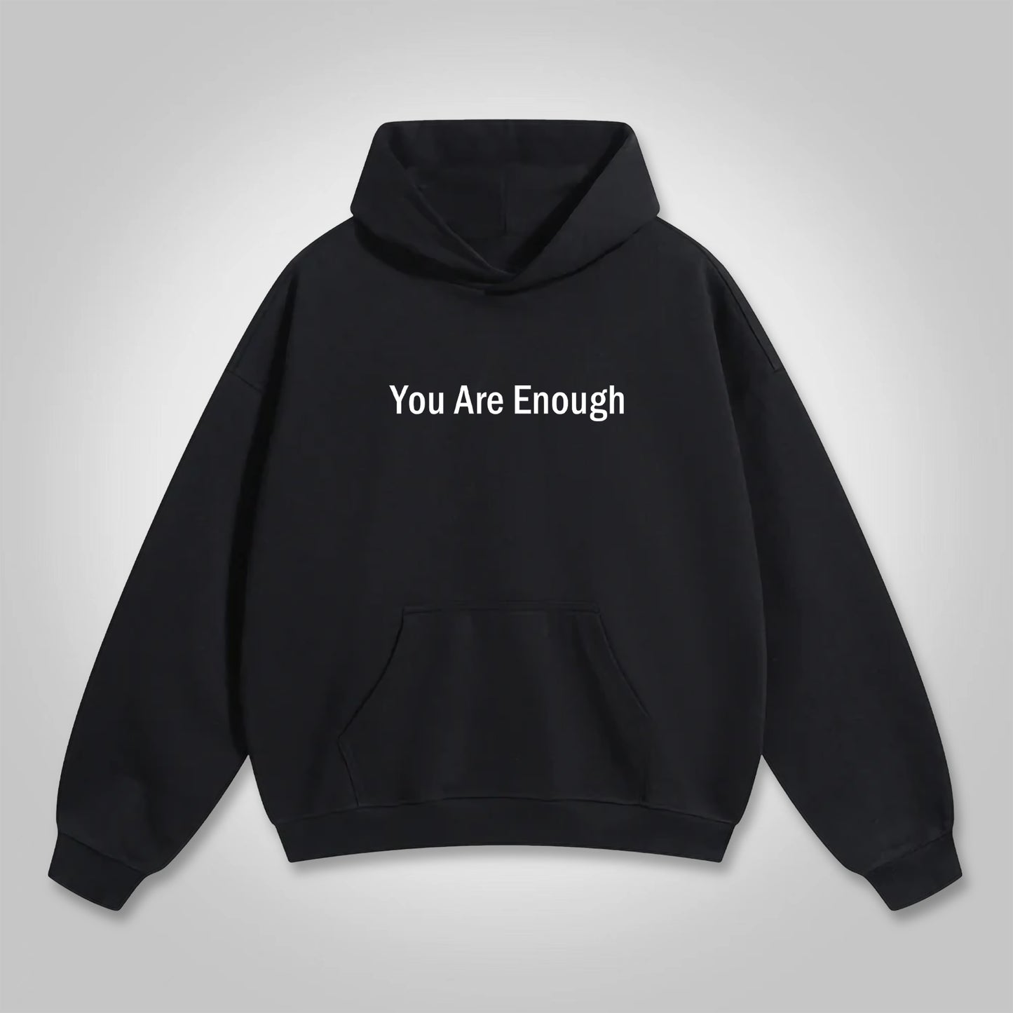 Vercoo You Are Enough Slogan Graphic Pocket Hoodie