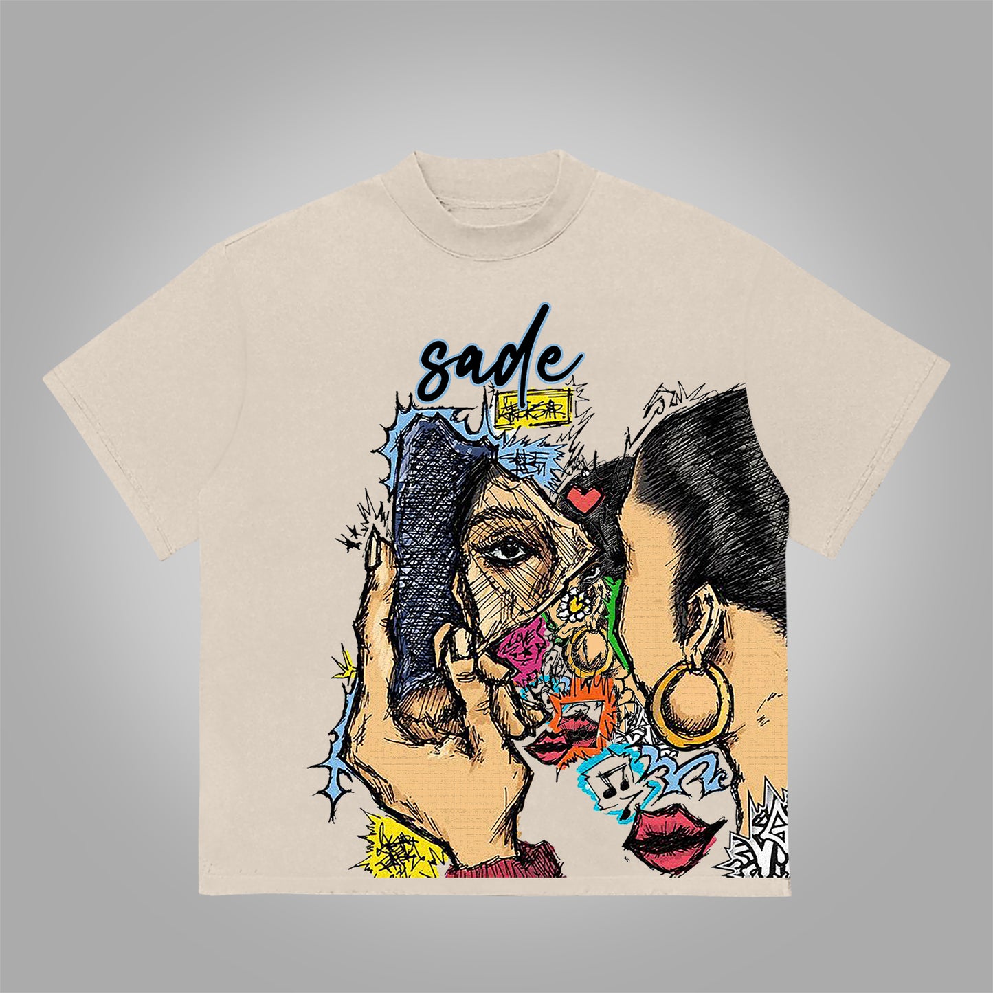 Vercoo Vintage Sade Adu Graphic Print Cotton T-Shirt