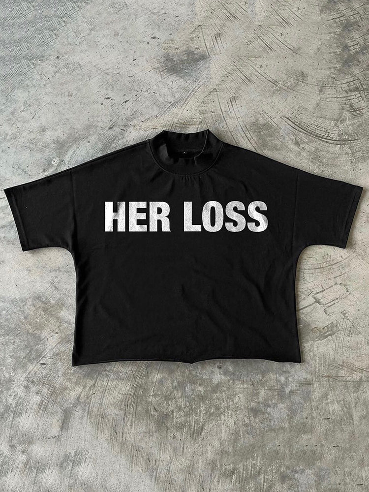 Men's Her Loss Print Cotton Short Sleeve T-Shirt