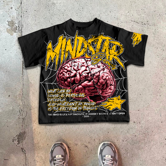 Men's 2024 Mindstar - The Shackles Of Thought - Old Printed Cotton T-Shirt