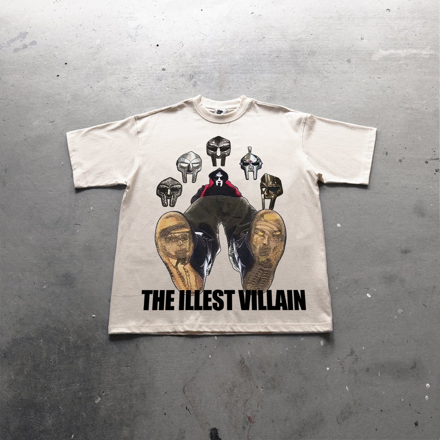 Vintage The Illest Villain Mf Doom Graphic Print Casual Cotton T-Shirt