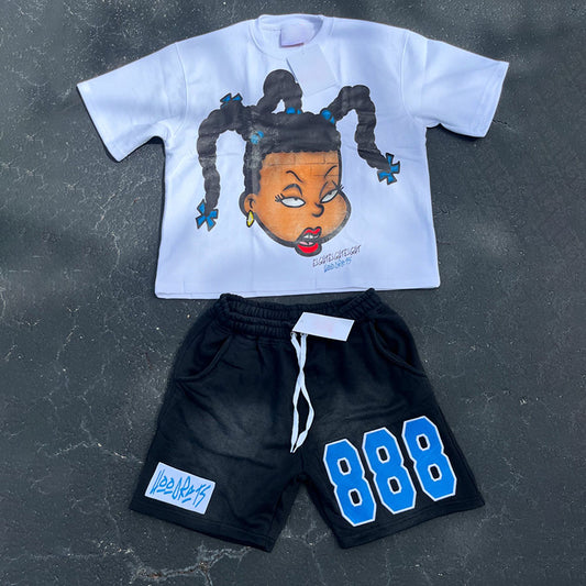 Vintage Cartoon Avatar T-Shirt And Shorts Set