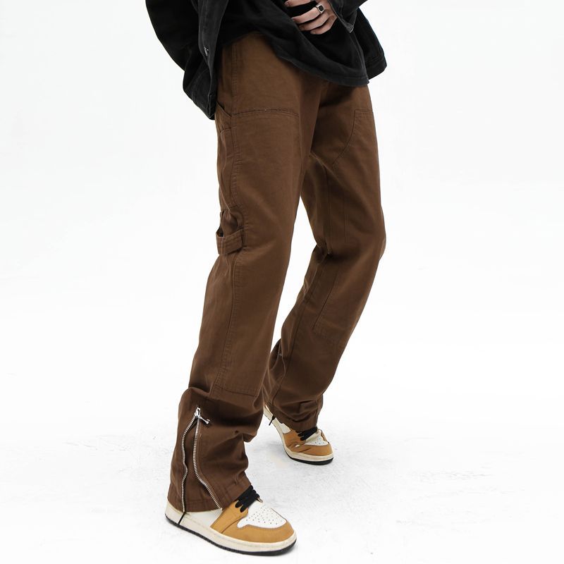 Men's High Street Brown Casual Retro Flared Jeans