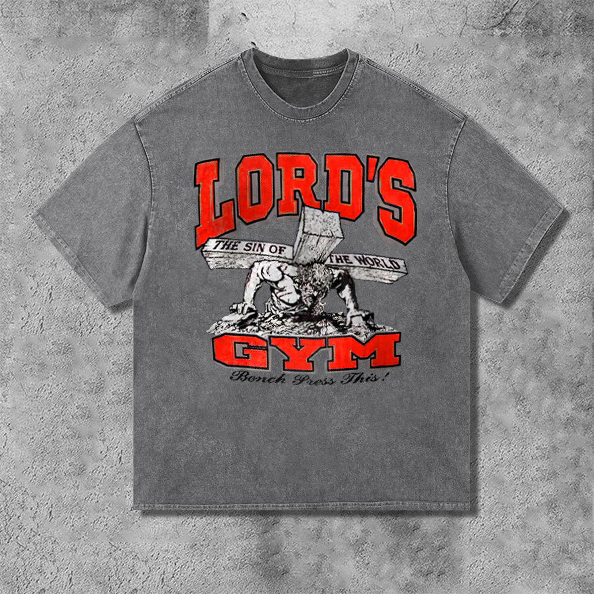 Lord's Gym Print Acid Washed T-Shirt