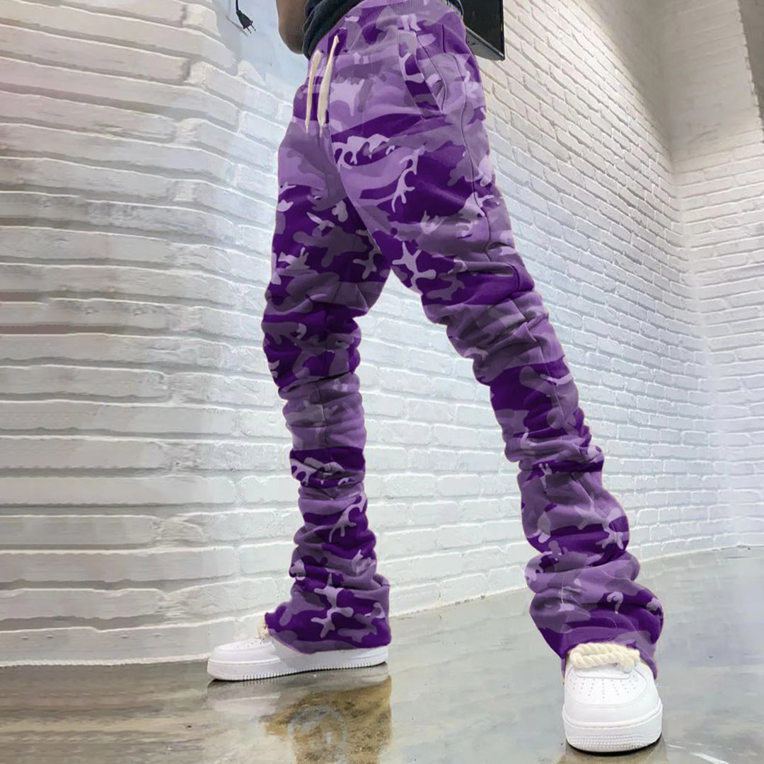 Men's Vintage Street Stacked Purple Flared Pants