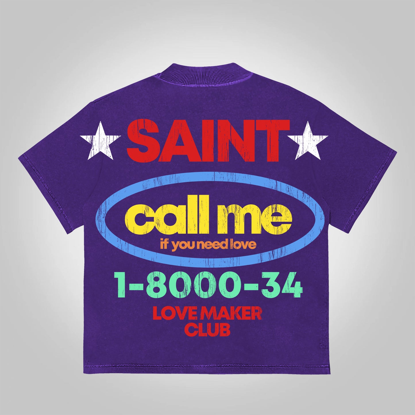 Vercoo Vintage Saint Call Me If You Need Love Graphic Short T-Shirt