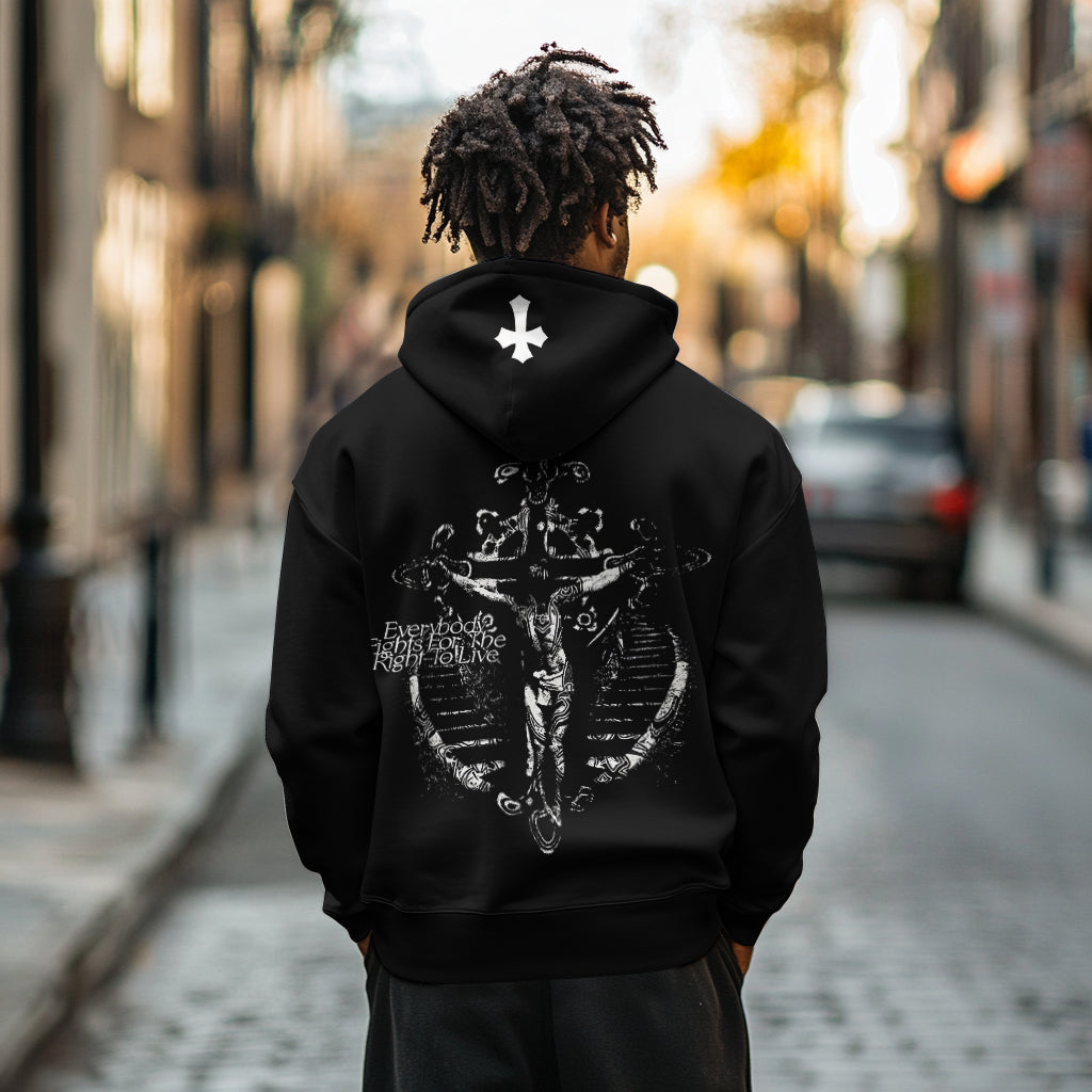 Y2k Trendy Cross Graphic Zip-Up Hoodie