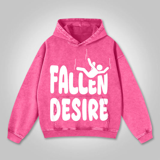 Vercoo We All Fall Desire Fallen Graphics Print Washed Hoodie