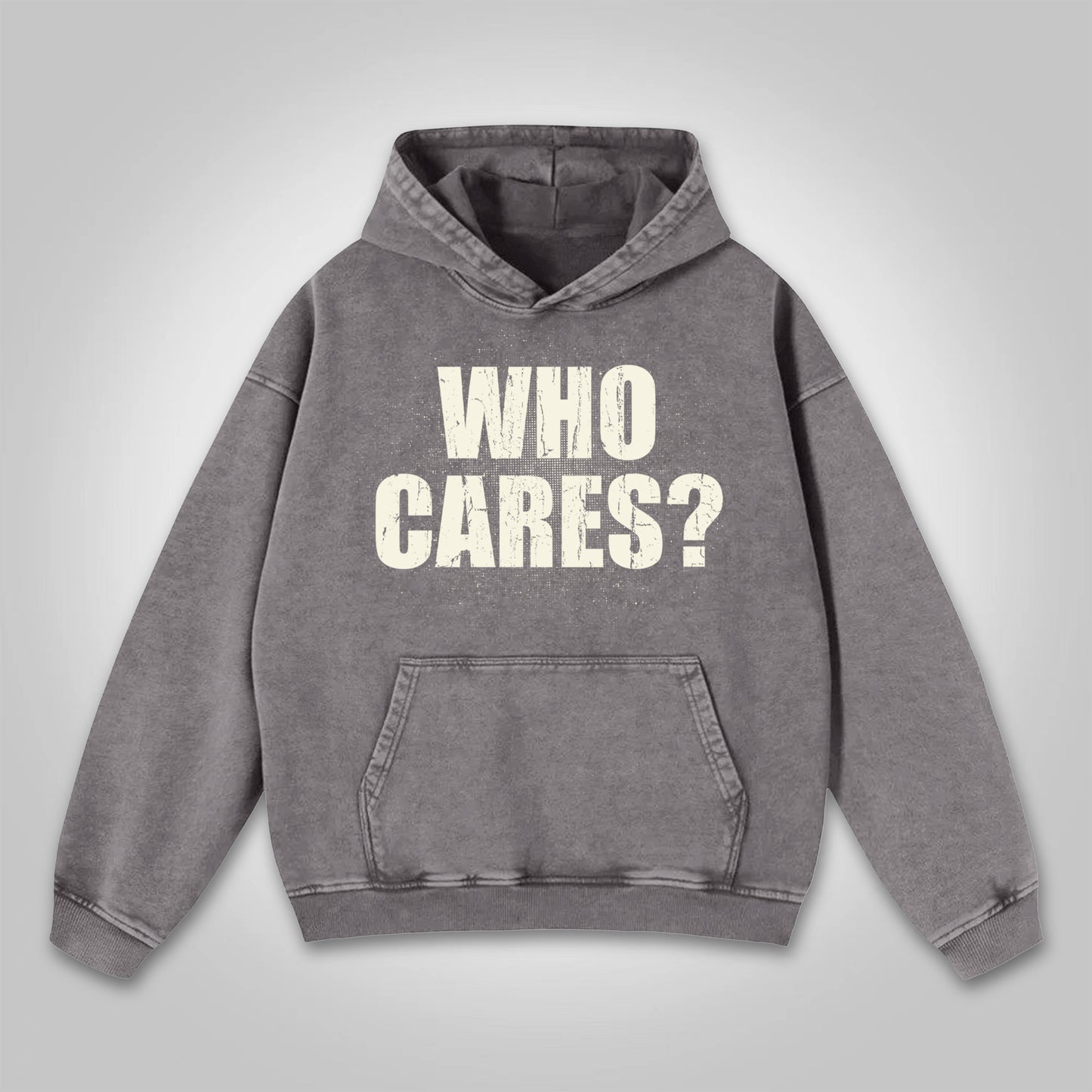 Vercoo Who Cares？vintage Outlet Firearms Graphics Washed Distressed Pocket Hoodie