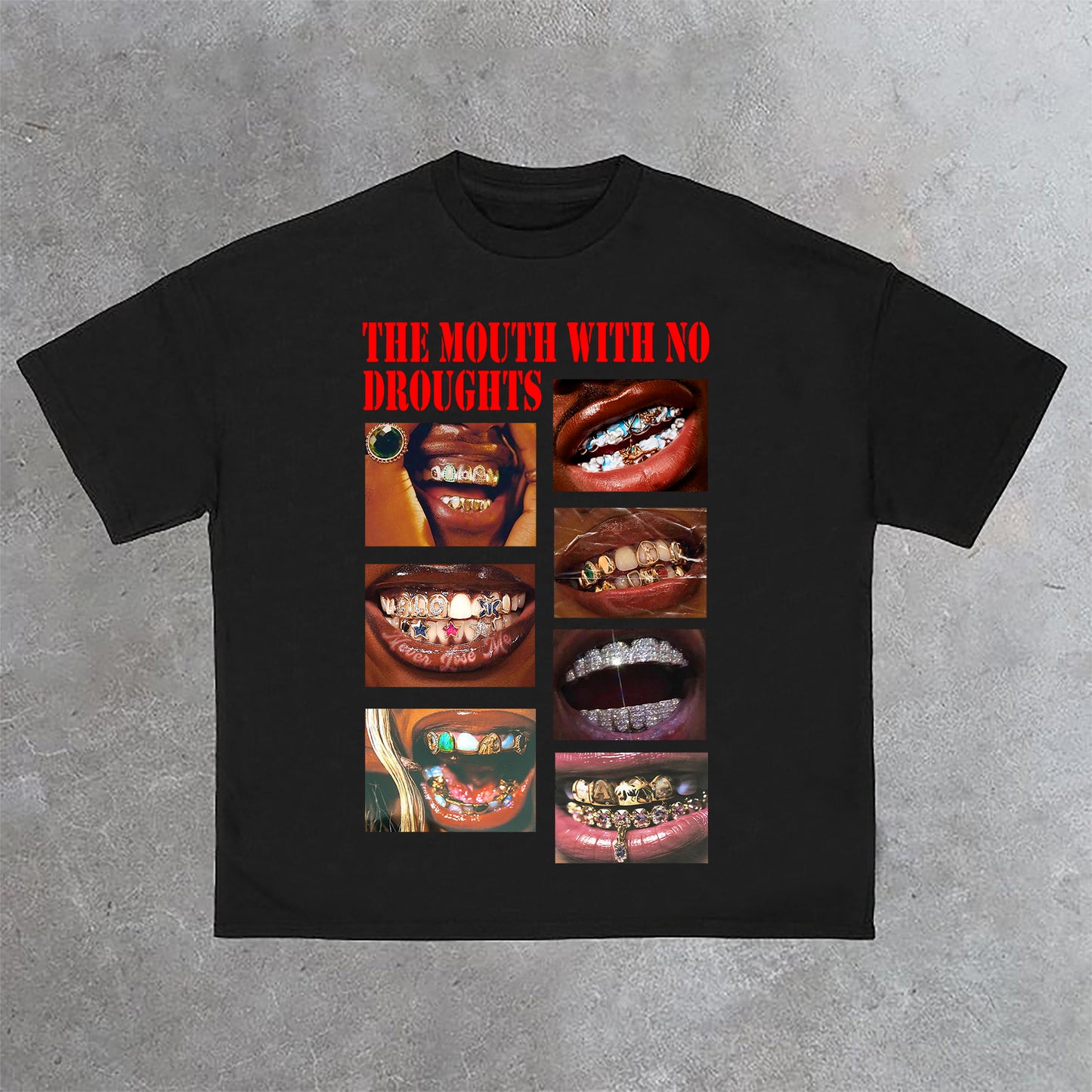 Vercoo Vintage The Mouth With No Droughts Print Cotton T-Shirt