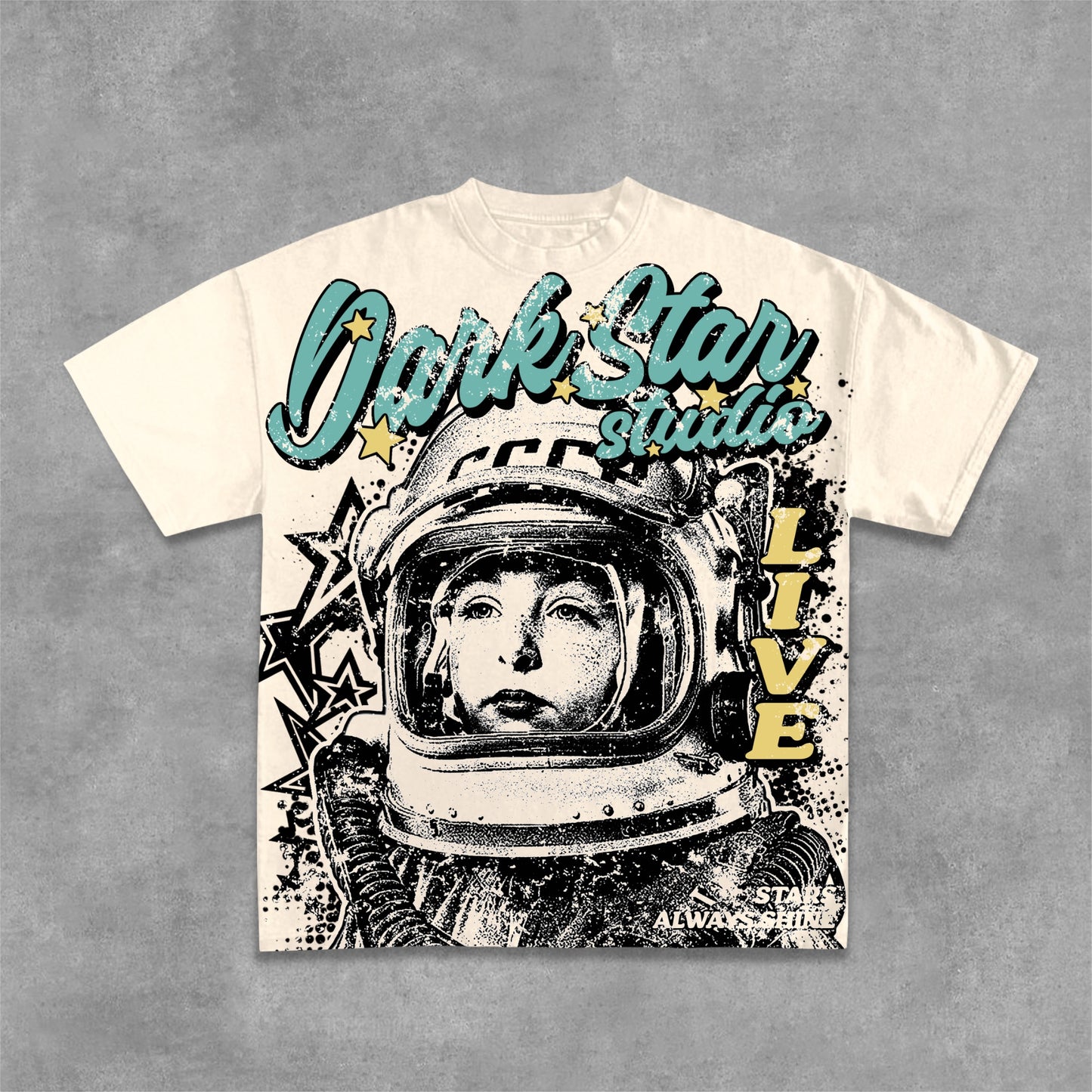 Darkstar Astronaut Alive Vintage Graphic Print Cotton T-Shirt