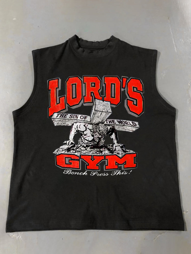 Lord's Gym God Print Cotton Casual Tank Top