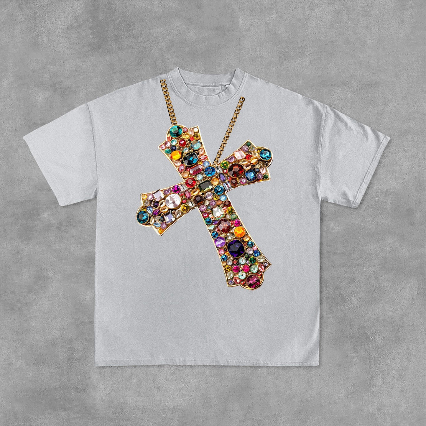 Diamond Cross Graphic Print Cotton T-Shirt