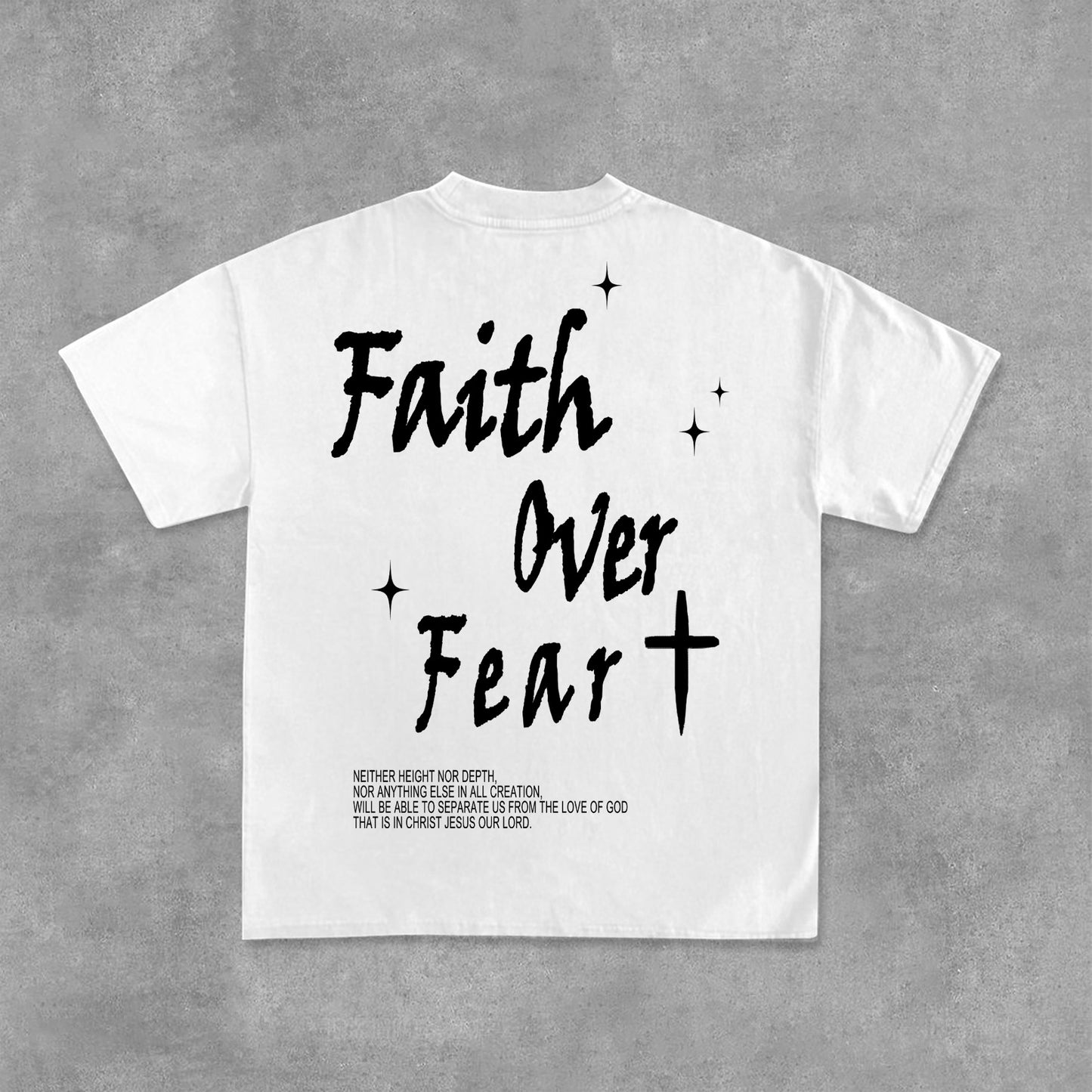 Faith Over Fear Bible Graphic Print Cotton T-Shirt