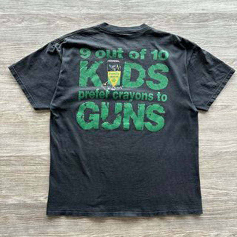 Vintage 9 Out Of 10 Kids Prefer Crayons To Guns Graphic Casual Street Basketball T-Shirt