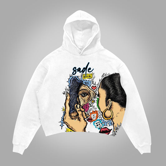 Vercoo Vintage Sade Adu Graphic Print Pocketless Hoodie