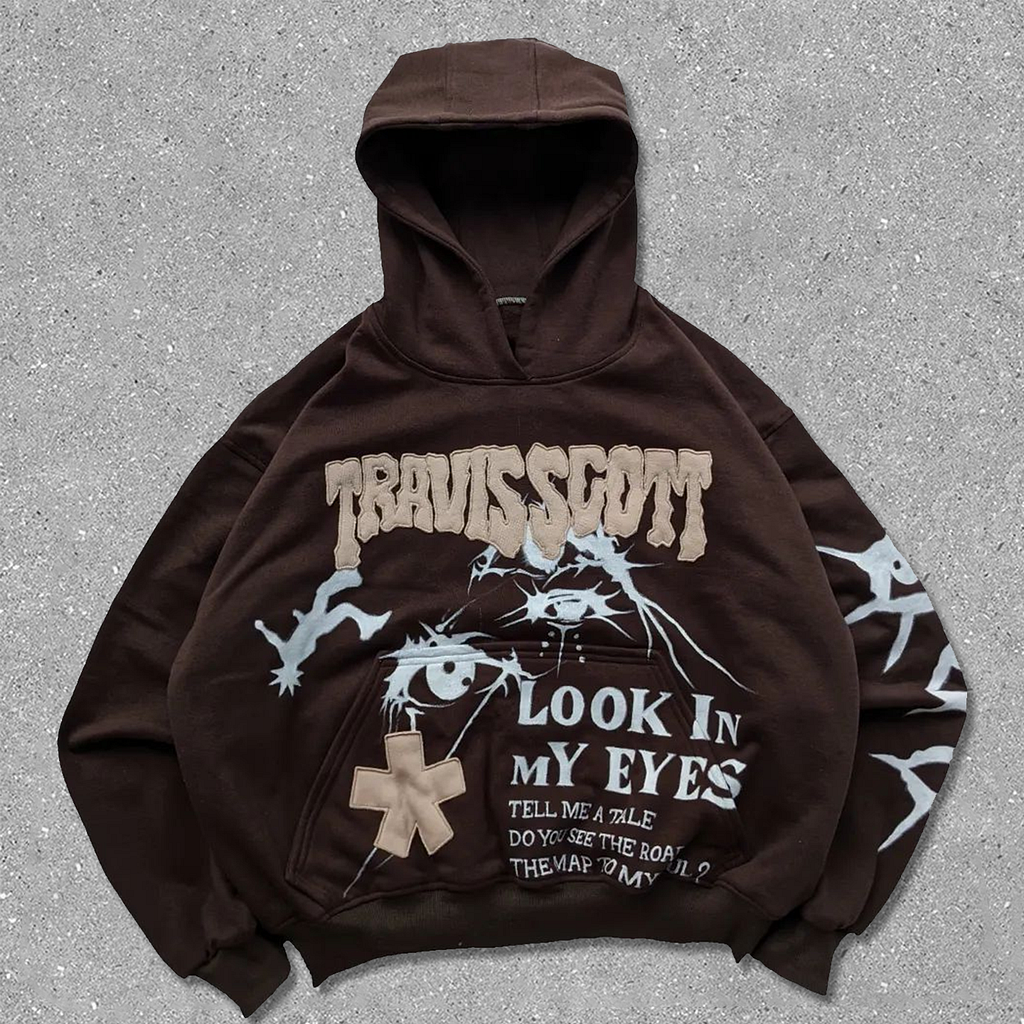 Vercoo Vintage Look In My Eyes Graphics Pocket Hoodie