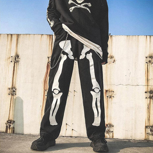 Men's Vintage Skull Graphic Loose Jeans