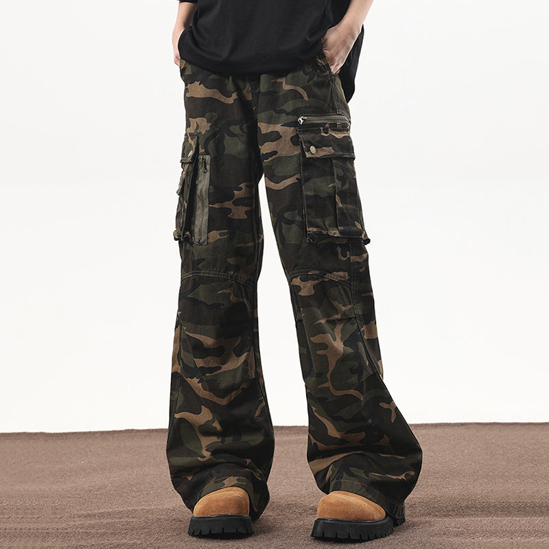 Vercoo Vintage Multi-Pocket Camouflage Cargo Pants