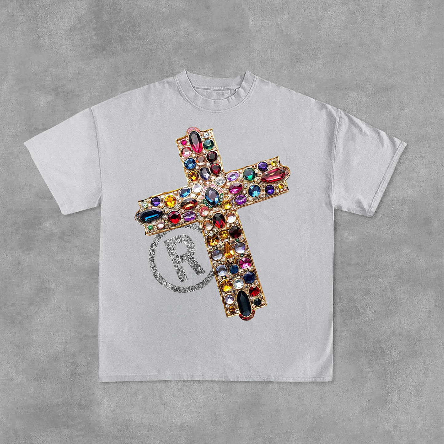 Vintage Diamond Cross Graphic Print Casual Cotton T-Shirt