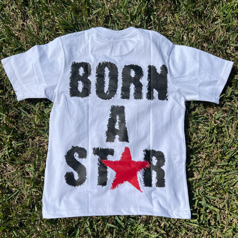 Vintage Born A Star Graphic 100% Cotton Short Sleeve T-Shirt