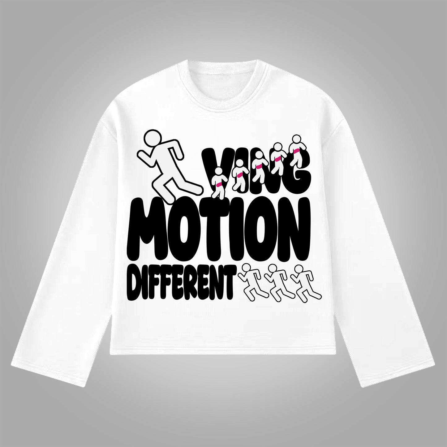 Vercoo Vintage Motion Different Graphic Print Cotton Long Sleeve T-Shirt