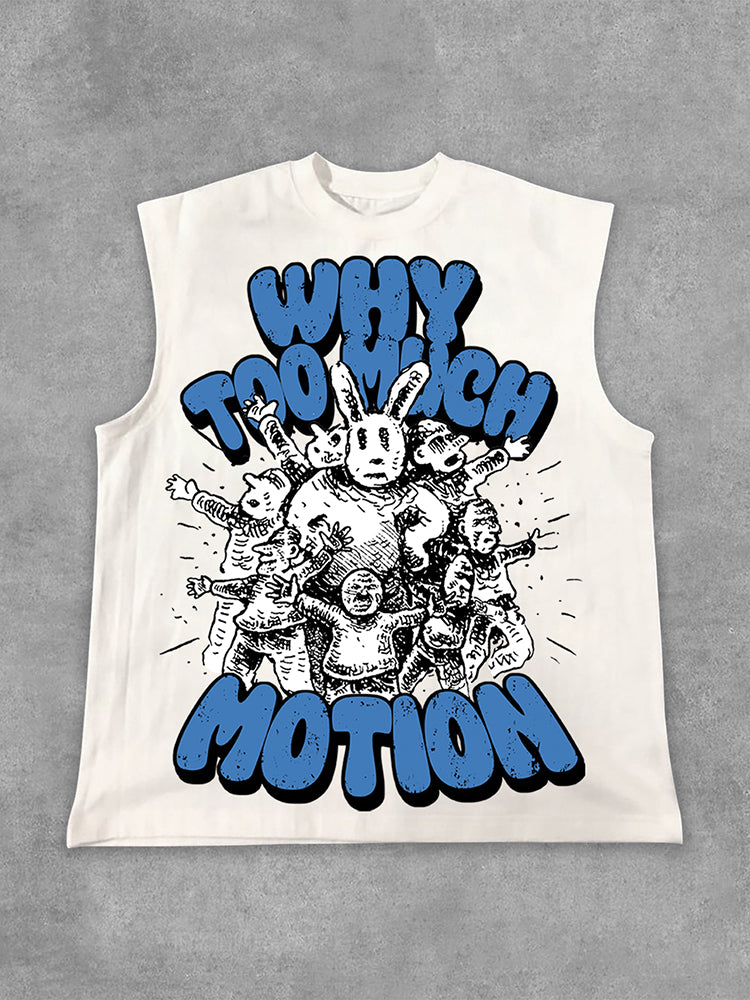 Vintage Why Too Much Motion Graphic Print Cotton Tank Top