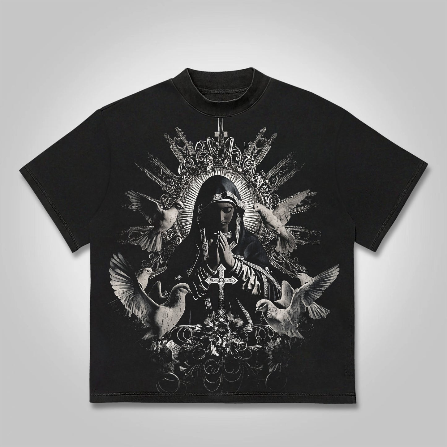 Vercoo Virgin Mary Praying Cotton T-shirt