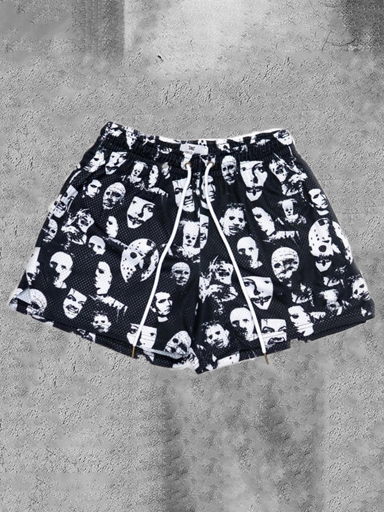 Hip Hop Horror Face Street Print Fashion Street Shorts