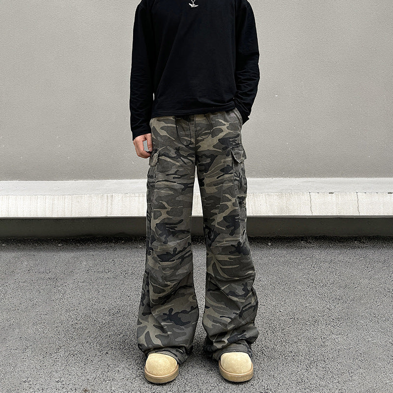 American Retro Camouflage Straight Cargo Pants