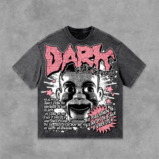 Darkstar - New Print Pattern - Fear Puppet & Face Fear Acid Washed T-Shirt