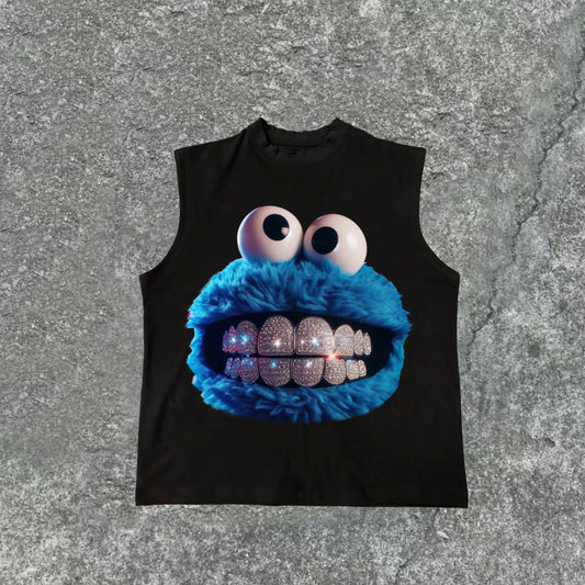 Vercoo Vintage Smiling Diamond Braces Graphics Cotton Tank Top