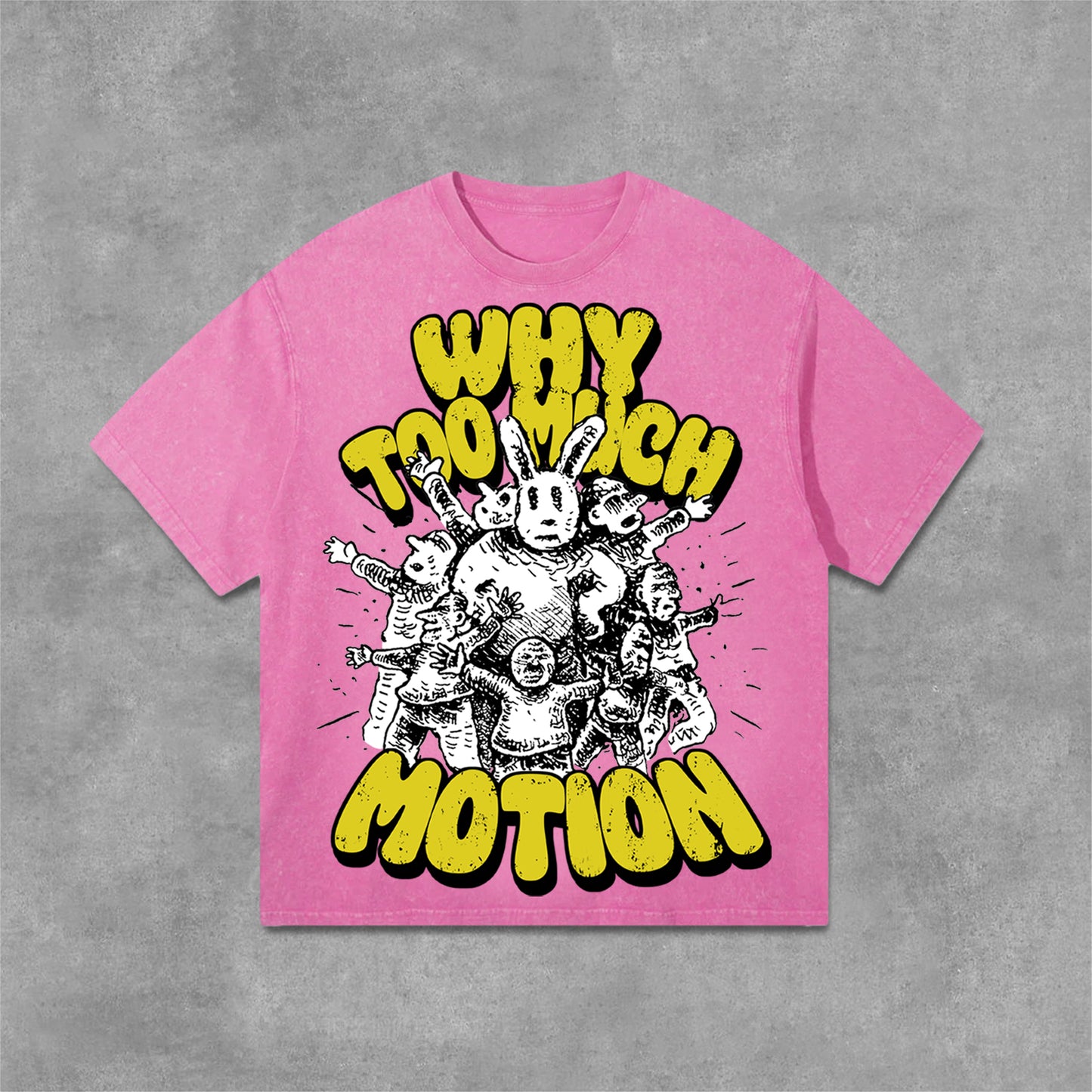 Vintage Why Too Much Motion Graphic Print Acid Washed T-Shirt