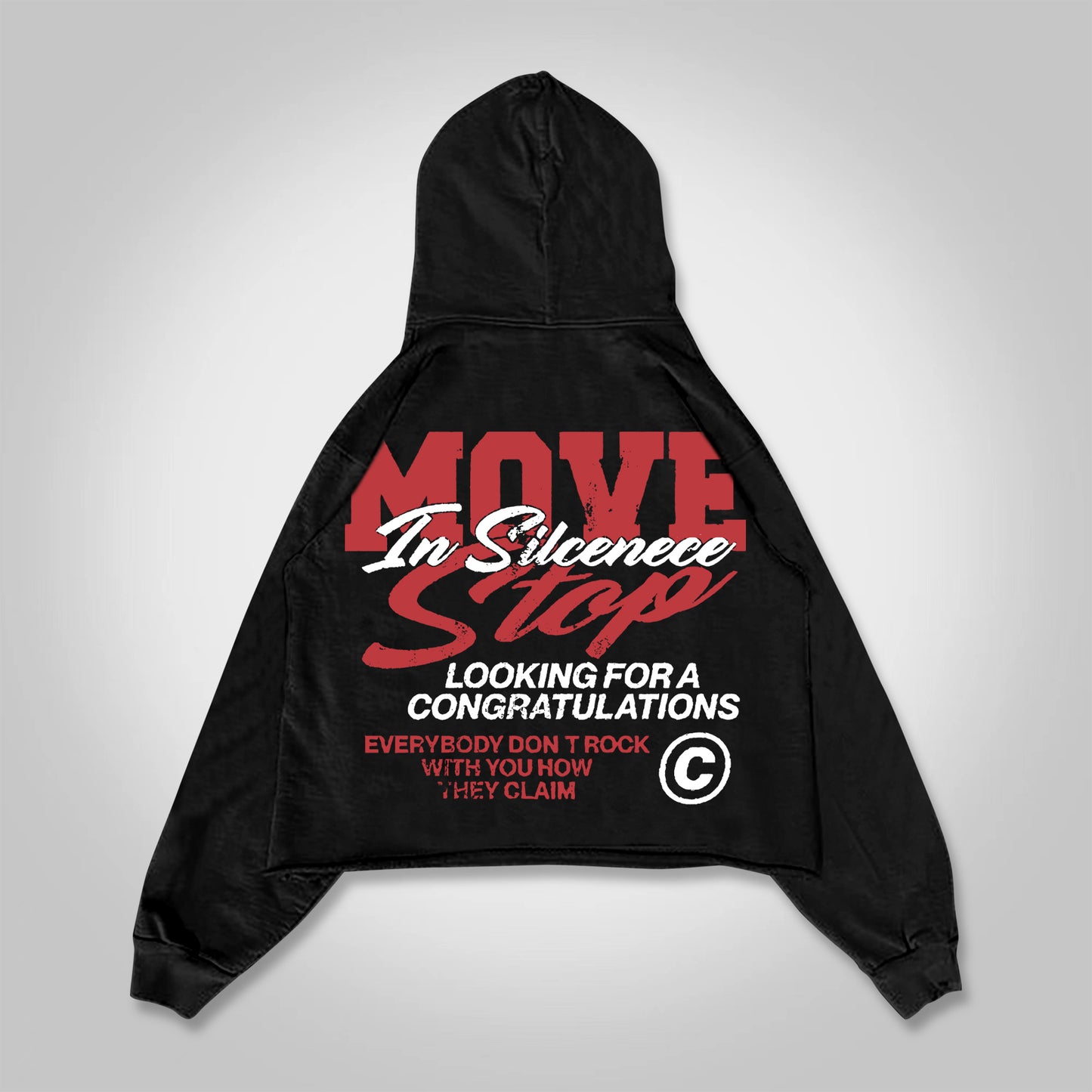 Vercoo Vintage Move Stop In Silence Graphics Pocket Hoodie