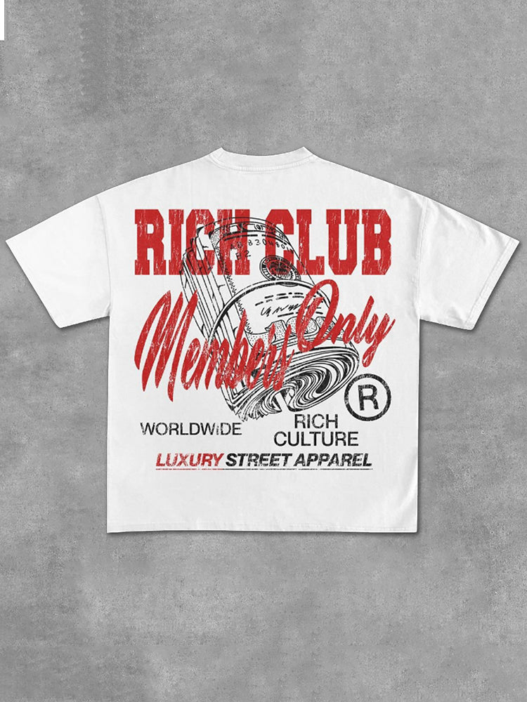 Vintage Rich Club Members Only Art Graphic Cotton T-Shirt