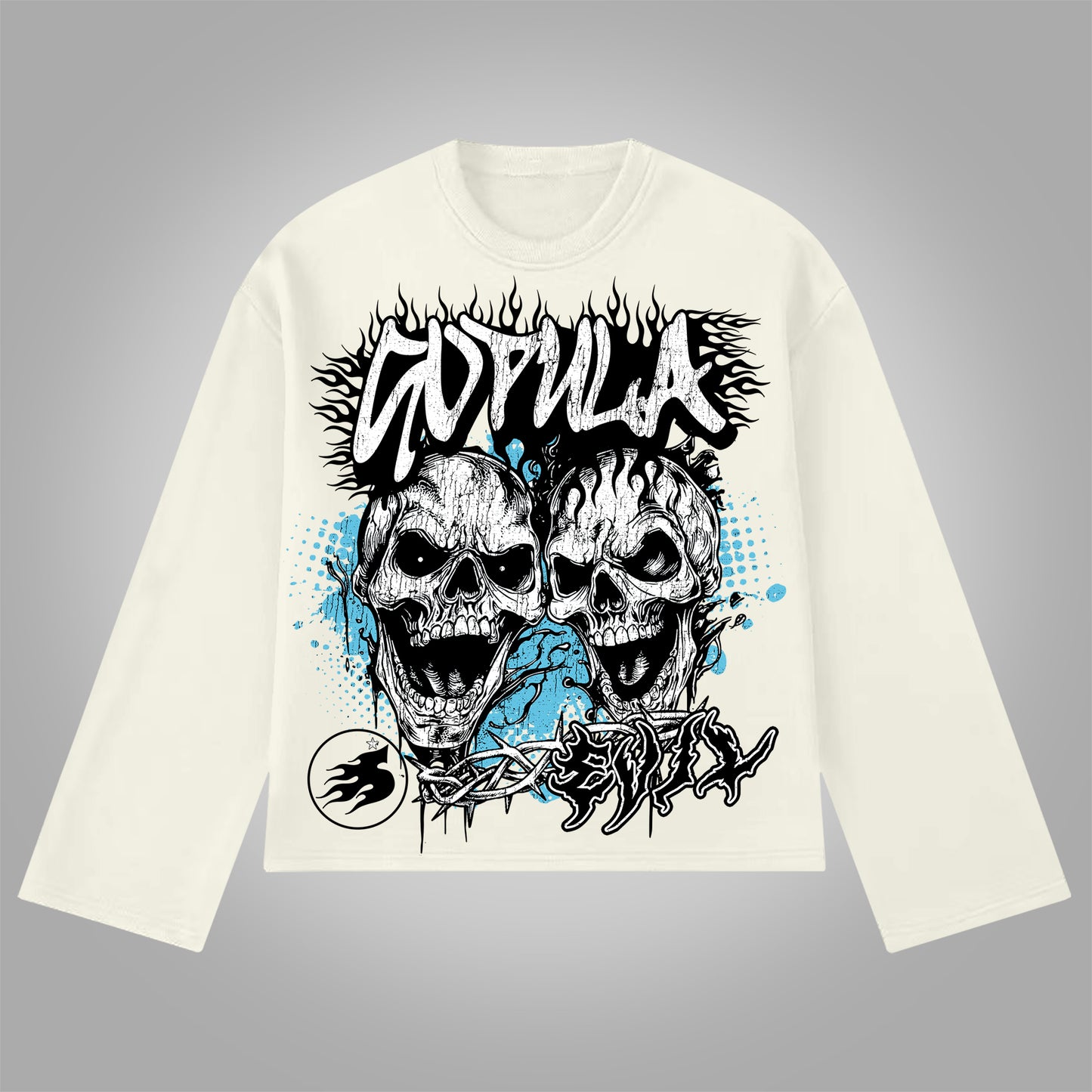 Vercoo You Better Know Evil Skull Graphic Cotton Cotton Long Sleeve T-Shirt