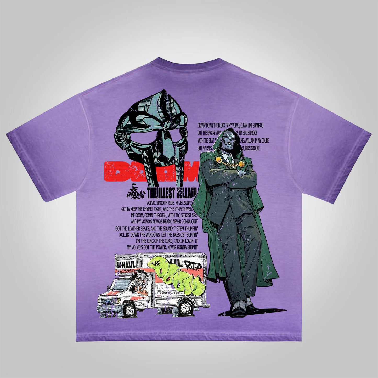 Vercoo Vintage The Illest Villain Mf Doom Graphic Print Washed Cotton T-Shirt