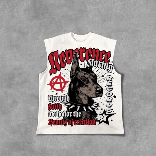 Doberman Retro Old Graphic Cotton Sleeveless Vest