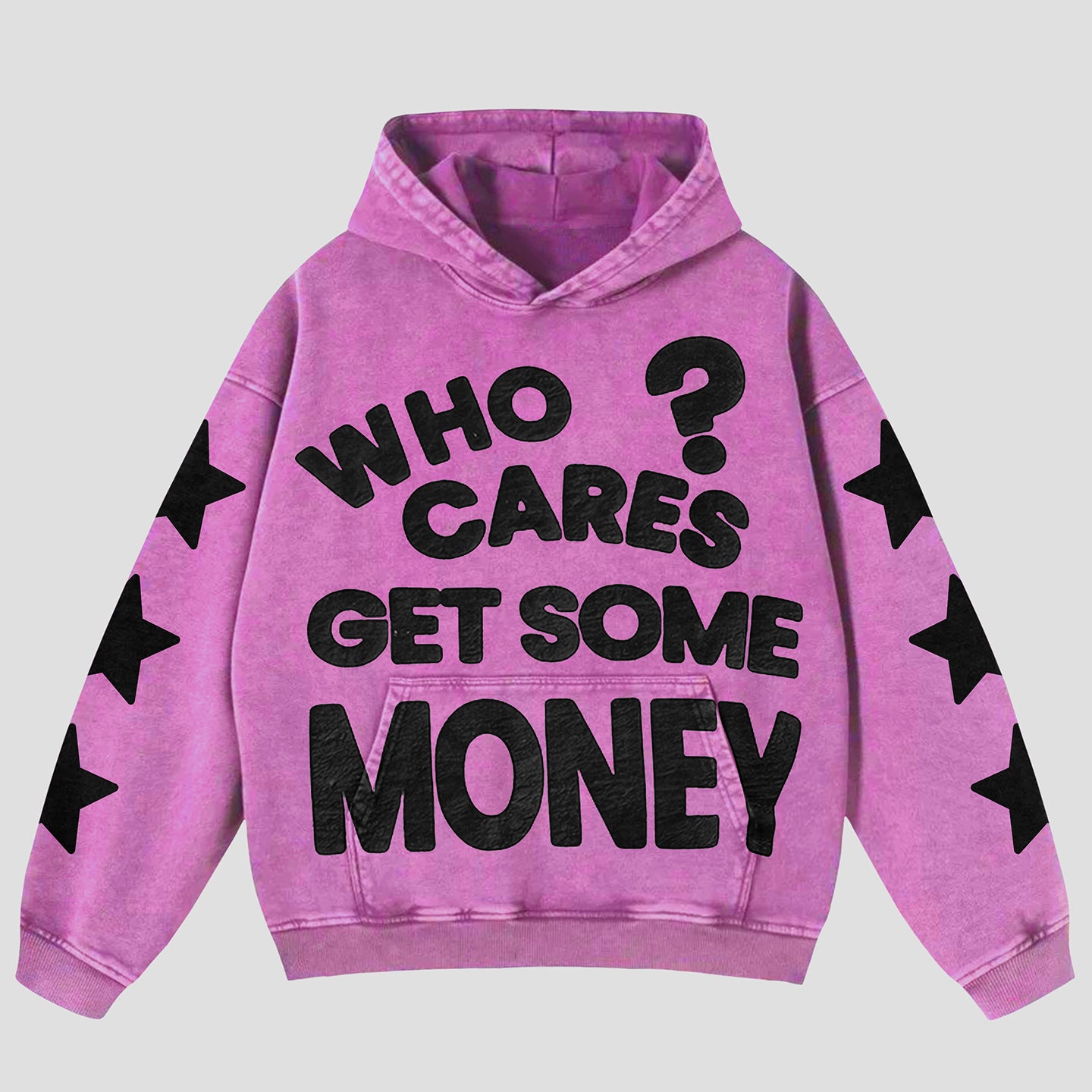 Vintage Chasing Money Graphic Acid Washed Oversized Hoodie