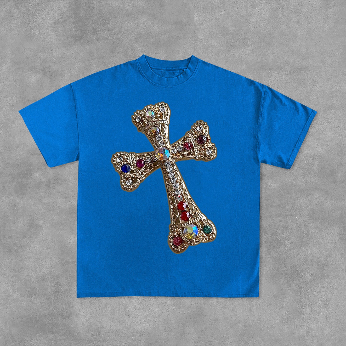 Diamond Cross Graphic Print Cotton T-Shirt