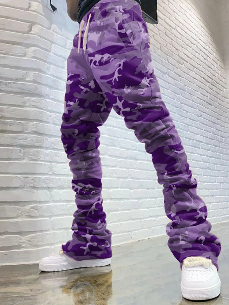 Men's Vintage Street Stacked Purple Flared Pants