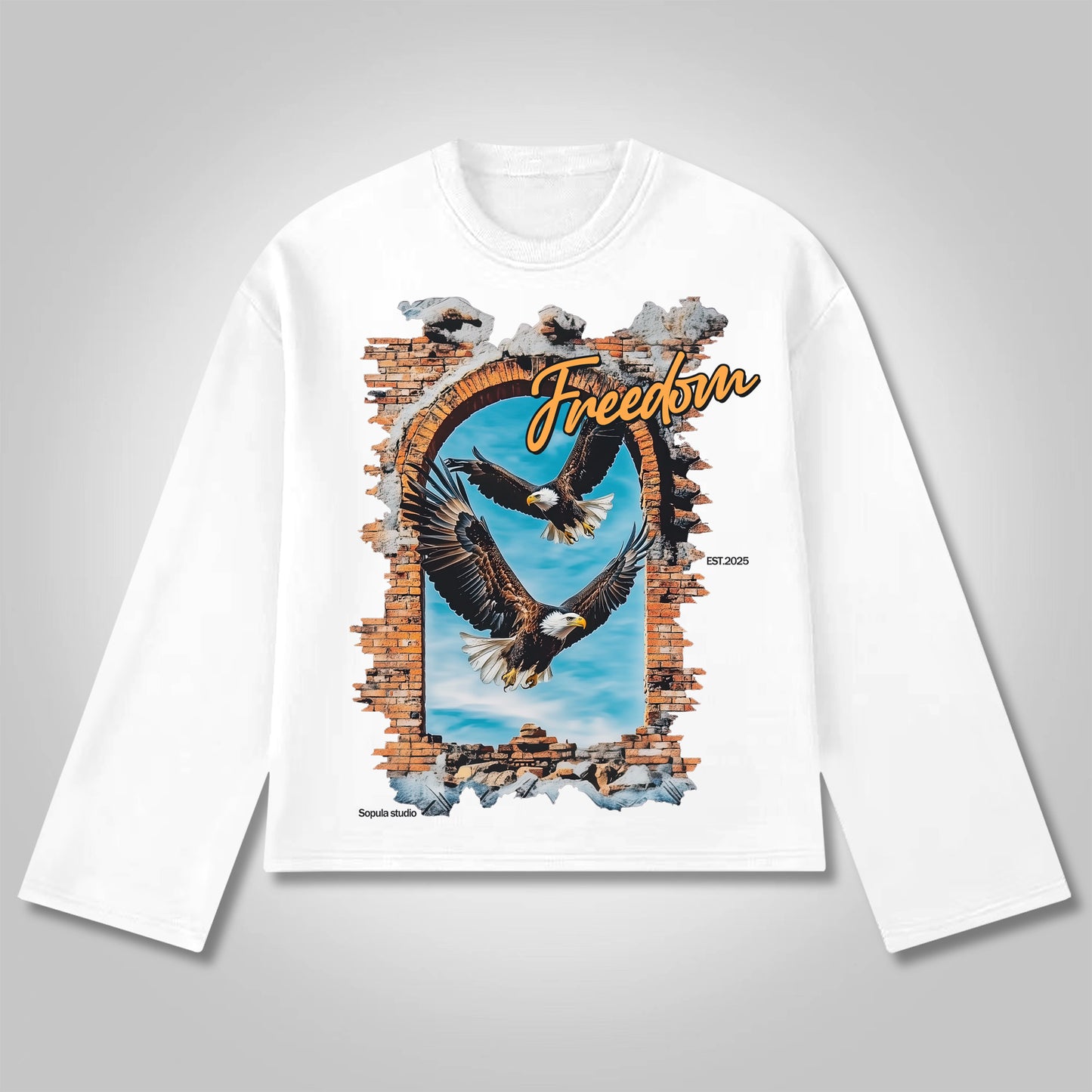 Vercoo Wings Of Freedom Cotton Long Sleeve T-Shirt