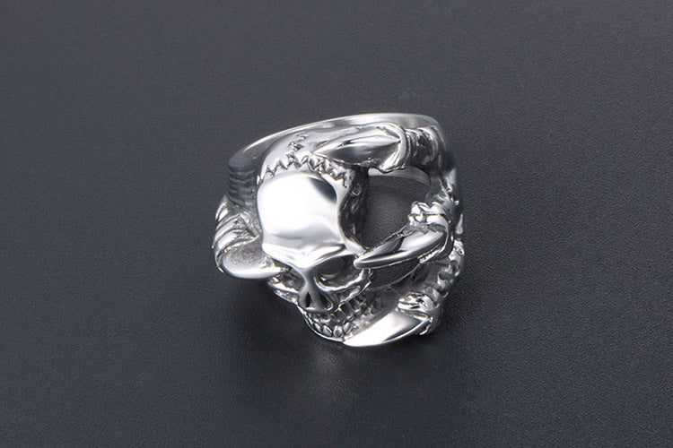 Men's Retro Punk Titanium Steel Skull Ring