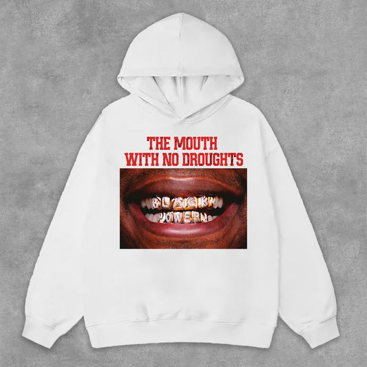 Lips Graphic The Mouth With No Droughts Print Side Pockets Hoodie