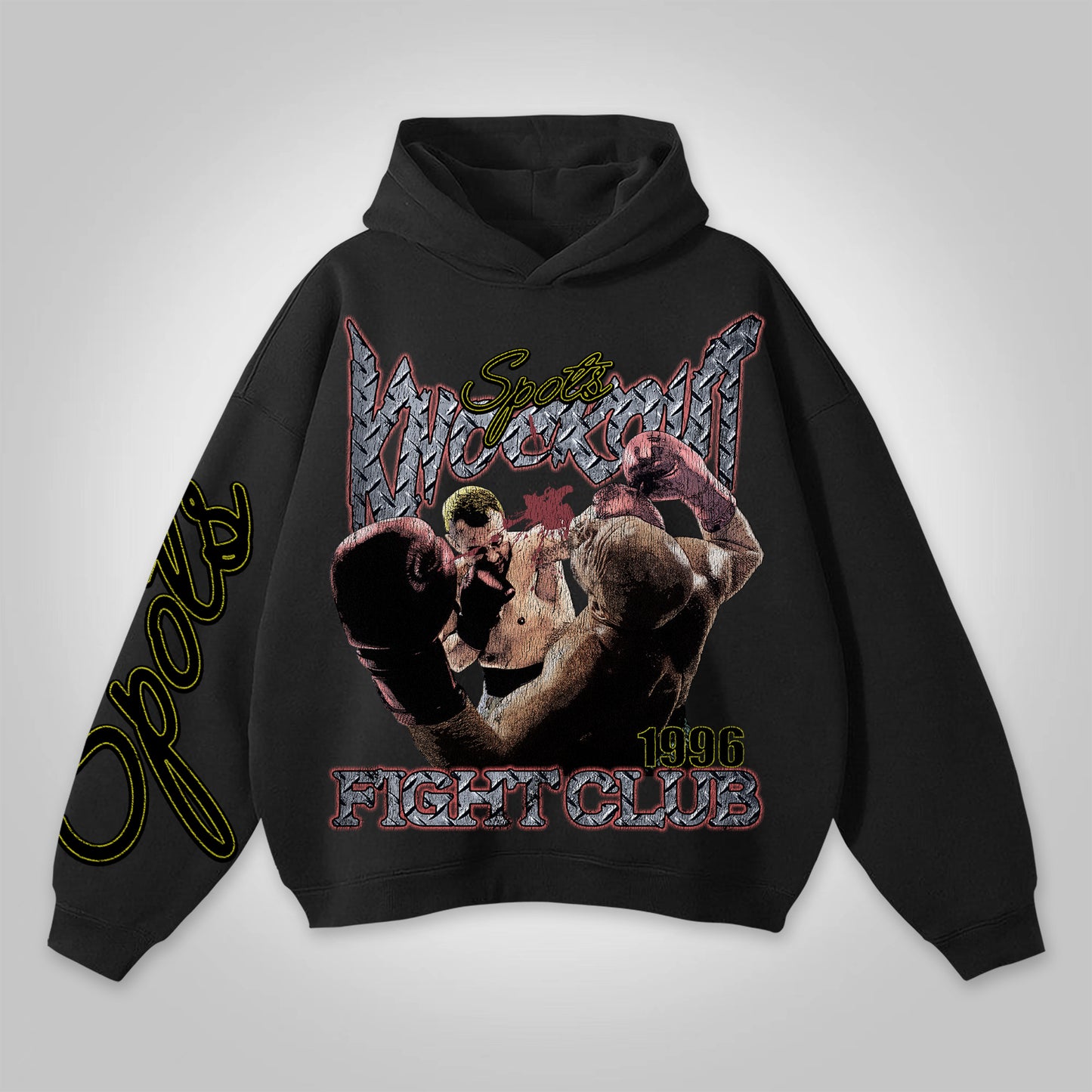 Vercoo Vintage Knockout Fight Club Graphic Hoodie