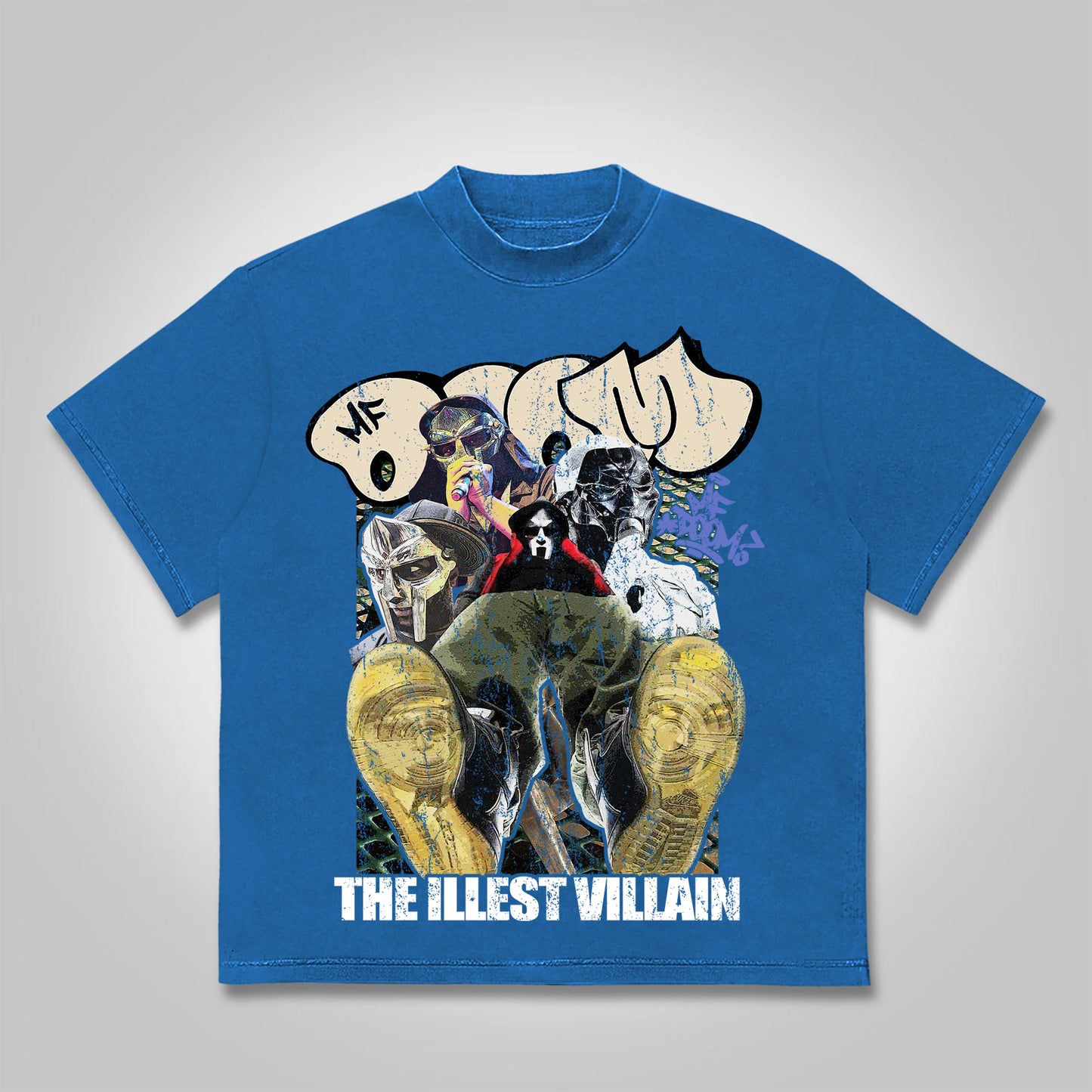 Vercoo Vintage The Illest Villain Mf Doom Graphic Print Cotton T-Shirt